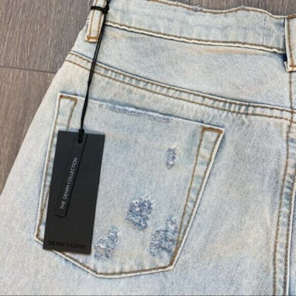 Free People One Teaspoon Awesome Baggies Jeans Straight leg Frayed Light Wash - Picture 9 of 15